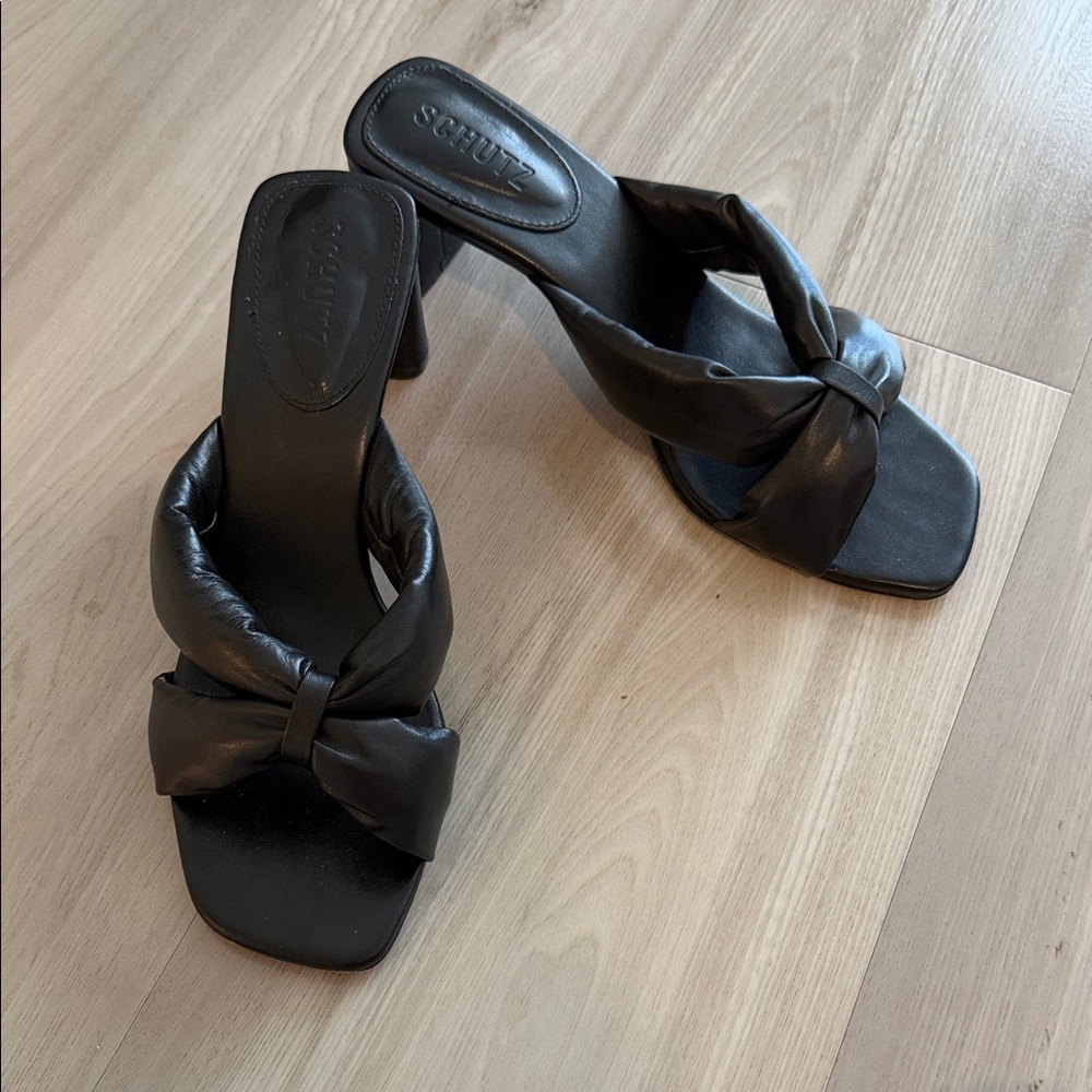 SCHUTZ Black Knotted Heeled Mules
